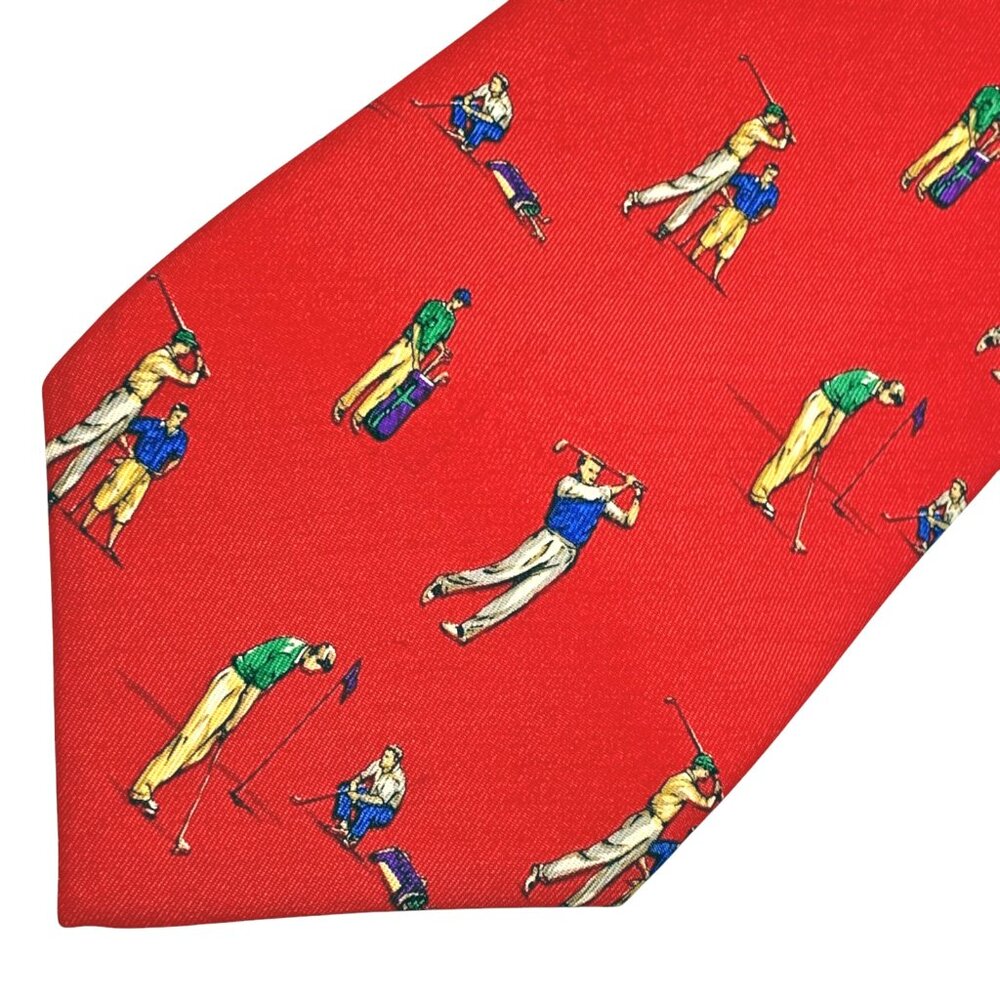 VINTAGE Polo Ralph Lauren Mens Red 100% Silk Necktie Made in the USA - Picture 6 of 8